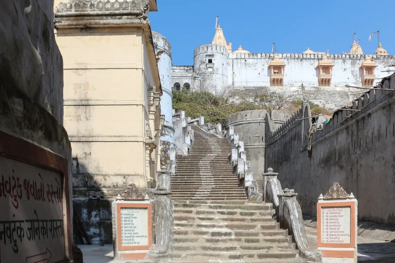 Steps to the Jain temples on Shatrunjaya hill, Palitana