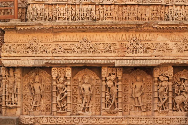Carved walls of Rani ki Vav stepwell, Patan